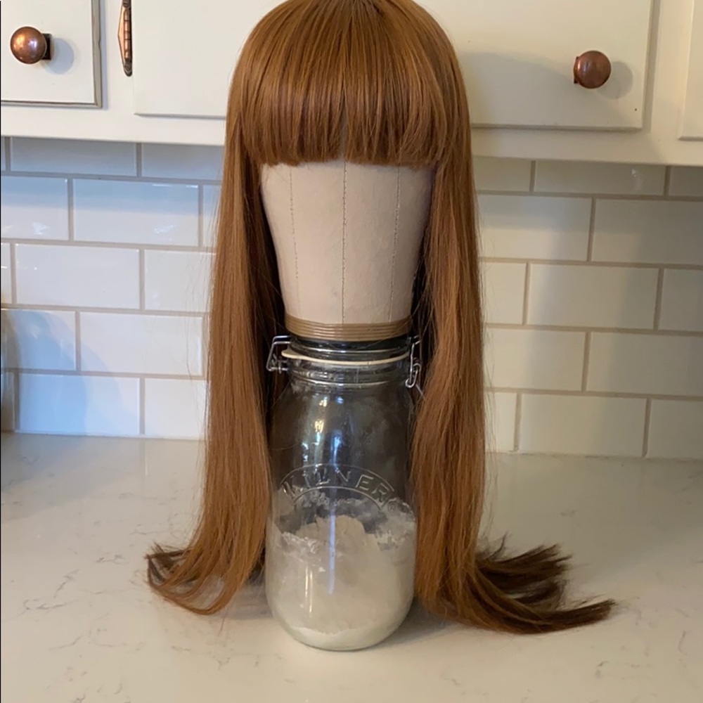 Long Red Brown Wig with full bang